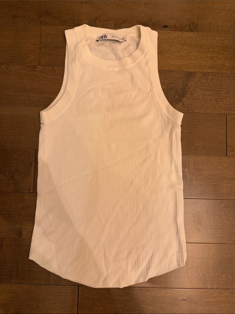 ZARA Cream Ribbed Sleeveless Tank